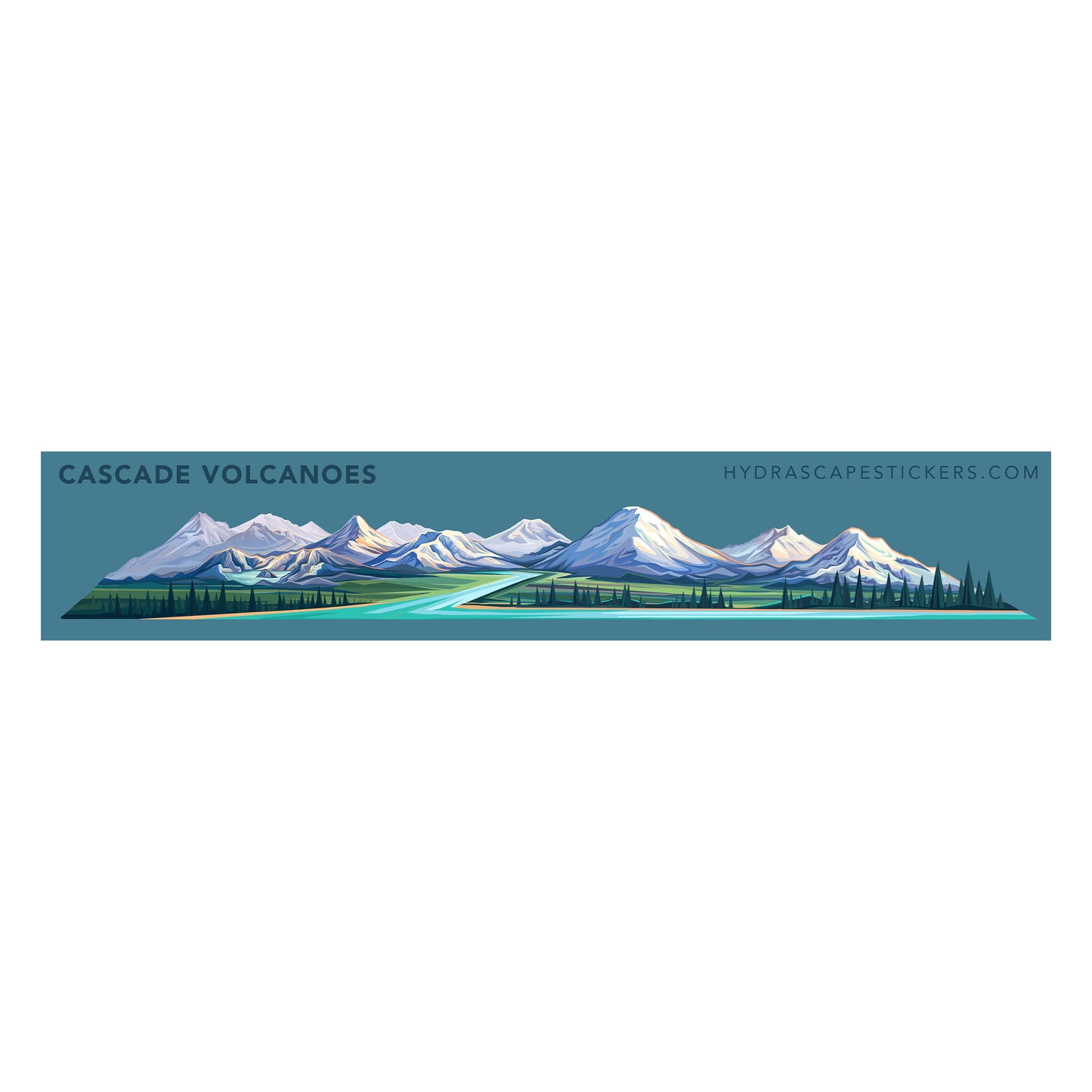 Cascade Volcanoes Miniscape Sticker